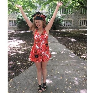 Free People Orange Floral Mini Dress